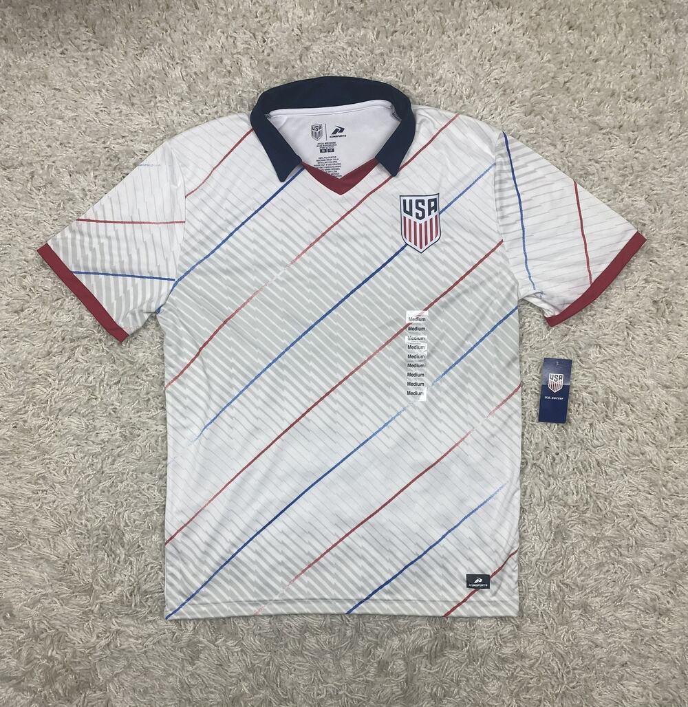 Icon Sports Official USA Soccer Jersey Men's M USMNT White Red Blue NWT